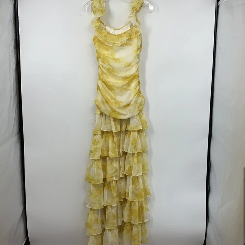 REVOLVE Yellow Tiered Ruffle Maxi Dress - Picture 9 of 10
